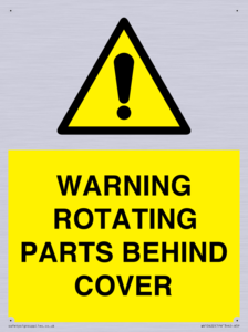 WARNING ROTATING PARTS BEHIND COVER